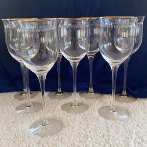 8 10 oz Lenox pearl gold crystal goblet